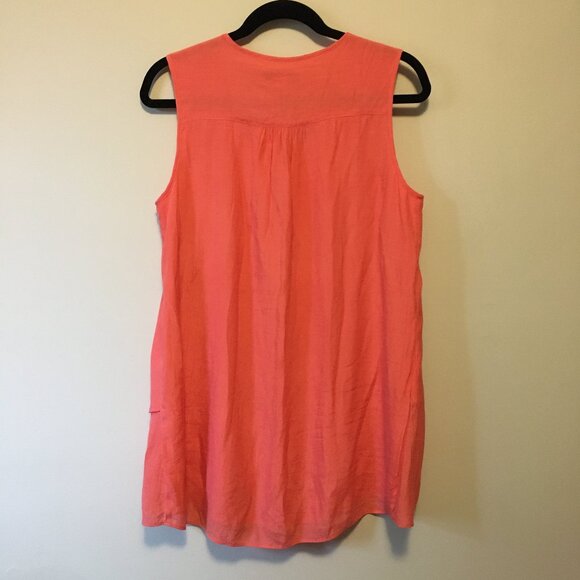 Christina B Flowy Coral Pink Coastal Sleeveless Layered Tunic Top - Picture 2 of 13